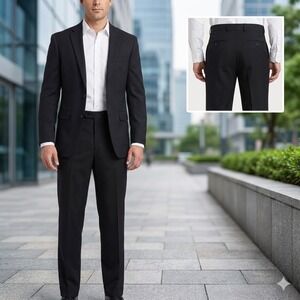 Michael Brandon Men's Dress Pants 30x30 Black Flat Front Wrinkle Resistant NWT
